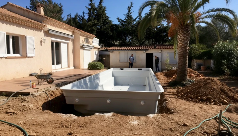 Jardin professionnel et paysager Installation de nouveaux toits de laiton naturels autour d'une piscine